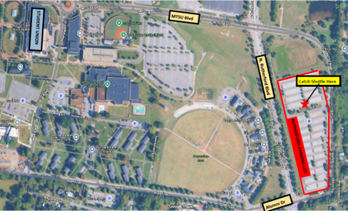 Parking and shuttle map for Fox